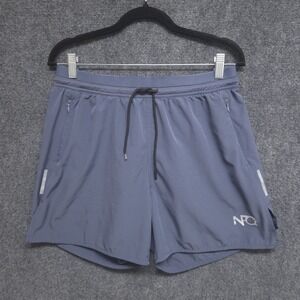 NFQ Running Shorts Men Large Blue 4" Inseam Unlined Zipper Pockets Athletic FLAW